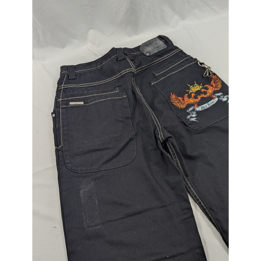 New No Tags Vintage Baggy Black Jnco Embroidered Phoenix 85 Jeans Wide Leg 30x30 - Picture 11 of 11